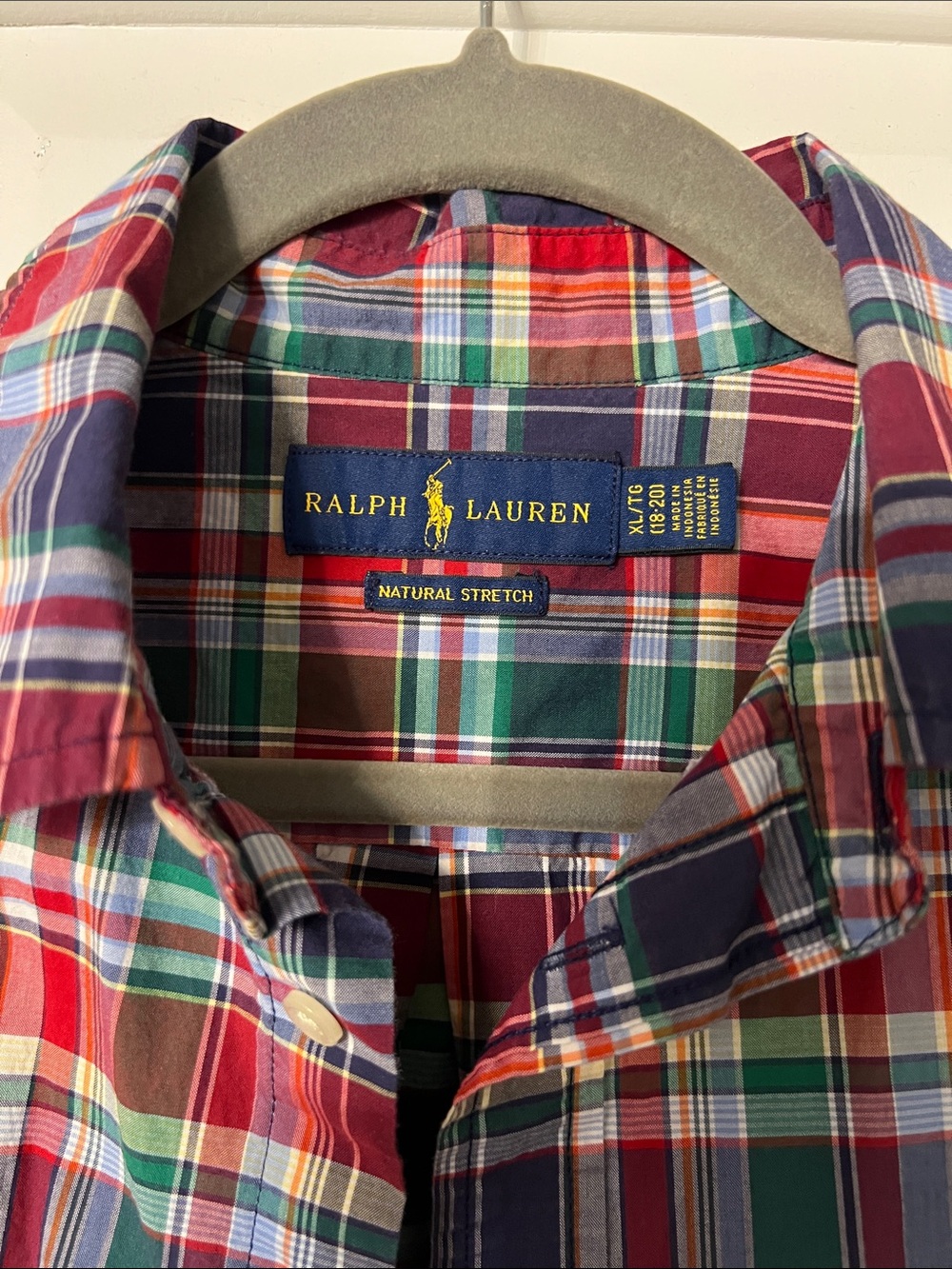 Ralph Lauren Men’s Red Green Navy Plaid Button-Down Shirt